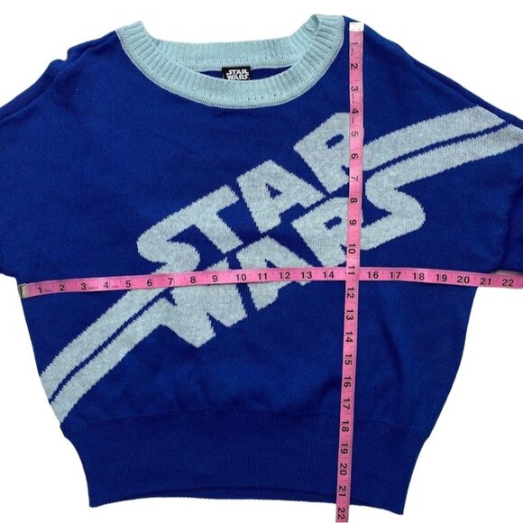 Star Wars Sweater Top Women's MEDIUM Blue Red Retro-Style Long-Sleeve Soft NEW - Picture 4 of 10